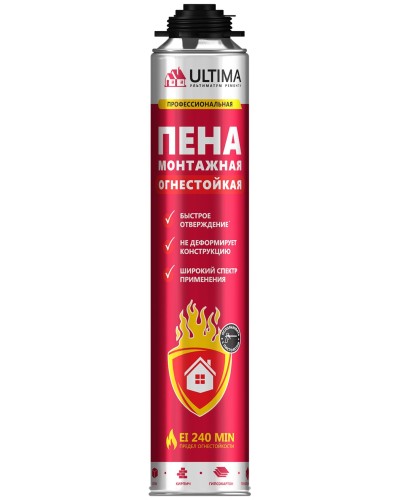Пена огнестойкая ULTIMA PRO, 750 мл. Пена монтажная профессиональная. ULTIMA в Камышине