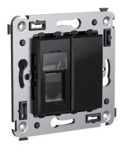 Розетка RJ-45 в стену Avanti одинарная черный квадрат (4402463). Розетка компьютерная. ДКС в Камышине