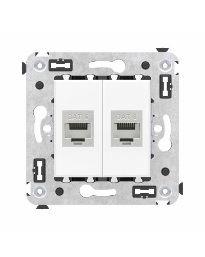 Розетка RJ-45 в стену, кат.6E, Avanti, двойная, белое облако (4400794). Розетка компьютерная модульная. ДКС в Камышине