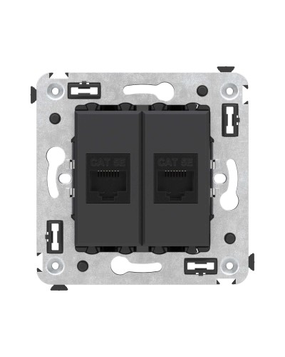 Розетка RJ-45 в стену, кат.5E, Avanti, двойная, черный матовый (4412664). Розетка компьютерная. ДКС в Камышине