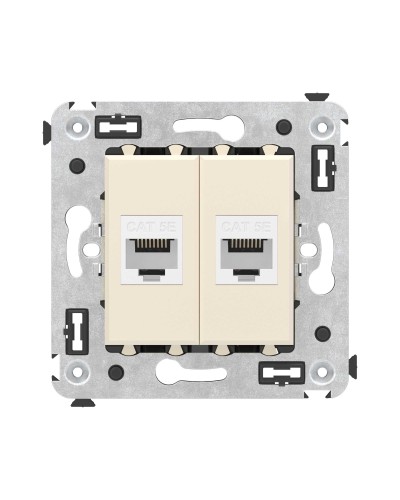 Розетка RJ-45 в стену, кат.5E, Avanti, двойная, ванильная дымка (4405664). Розетка компьютерная. ДКС в Камышине
