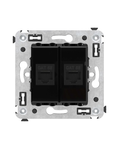 Розетка RJ-45 в стену, кат.5E, Avanti, двойная, черный квадрат (4402664). Розетка компьютерная. ДКС в Камышине