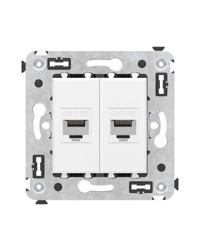 Розетка RJ-45 в стену, кат.5E, Avanti, двойная, белое облако (4400664). Розетка компьютерная. ДКС в Камышине