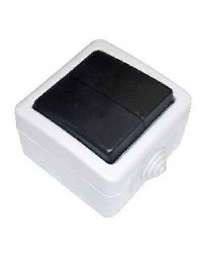 Переключатель двухклавишный 2-полюсный с 2 мест EF602SA, серый, LK Aqua (80006). Переключатель. Экопласт в Камышине