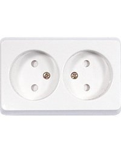 Розетка двойная открытой установки без з/к, белый, LK Standard (813604). Розетка без заземляющих контактов с защитными шторками. Экопласт в Камышине