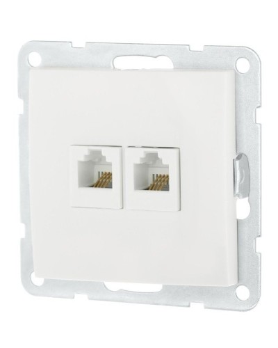 Розетка телефонная двойная 2xRJ-12 с накладкой, белый LK60 (865604-1). Розетка телефонная. Экопласт в Камышине