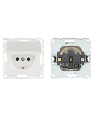 Розетка с з/к, шторками и крышкой, белый LK80 (843404-1). Розетка. Экопласт в Камышине