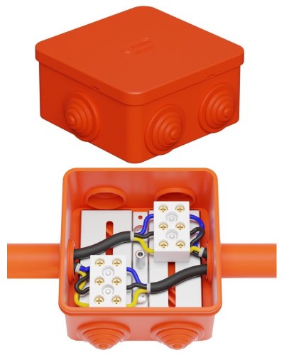 Коробка JBS080 85х85х50, 6 вых., 4P (0,15-10,0 мм²) (43311HF). Коробка монтажная, огнестойкая, без галогена. Экопласт в Камышине