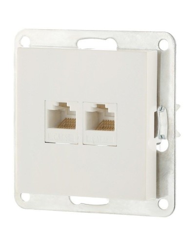 Розетка 2xRJ-45 кат.5е с накладкой, белый LK80 (846204-1). Розетка компьютерная двойная. Экопласт в Камышине