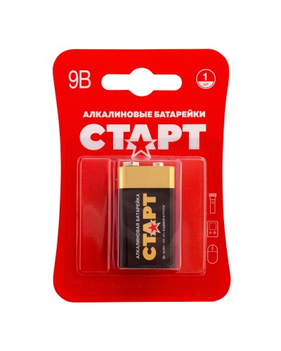 СТАРТ 6LR61-BL1 (9 В, Крона,  6LR61), БЛИСТЕР. Алкалиновая батарейка. СТАРТ в Камышине