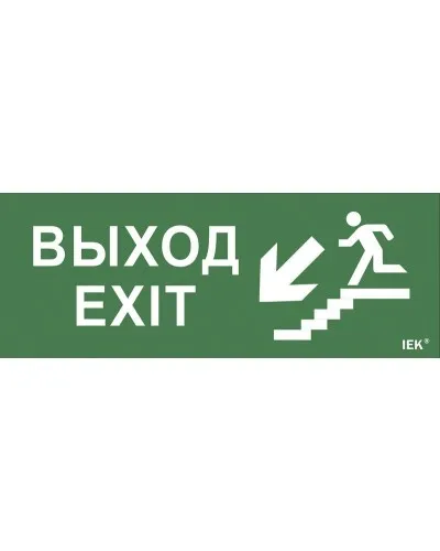 Самоклеящаяся этикетка Выход/лестница вниз/фигура для ССА (LPC10-1-35-13-VLVNF). Самоклеящаяся этикетка 240х90 мм. IEK в Камышине