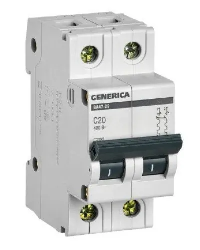 GENERICA ВА47-29 2P C 20А 4,5кА (MVA25-2-020-C). Автоматический выключатель. IEK в Камышине