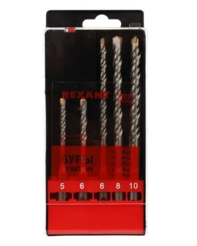 Набор буров, бетон 5-6х110, 6-8-10х160 мм, 5 шт, SDS PLUS Kranz (KR-91-0406): Аксессуар для электроинструмента в Камышине
