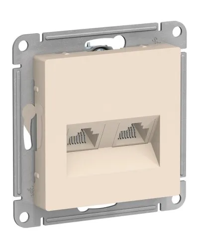 AtlasDesign розетка RJ45+RJ45, 2-местная, скрытой установки, механизм, бежевый (ATN000285). Розетка компьютерная. Systeme Electric в Камышине