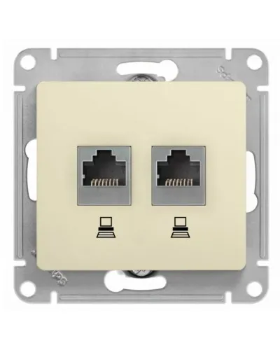 Glossa розетка RJ11+RJ45, 2-местная, кат. 5Е, скрытой установки, механизм, бежевый (GSL000285). Розетка компьютерная + телефонная. Systeme Electric в Камышине