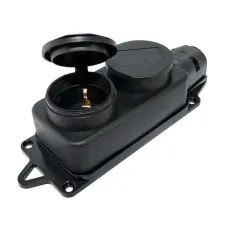 Розетка двухместная 2Р+РЕ 16А 250В IP44 (SQ0612-0037). Розетка двухместная с заглушками каучук. TDM ЕLECTRIC