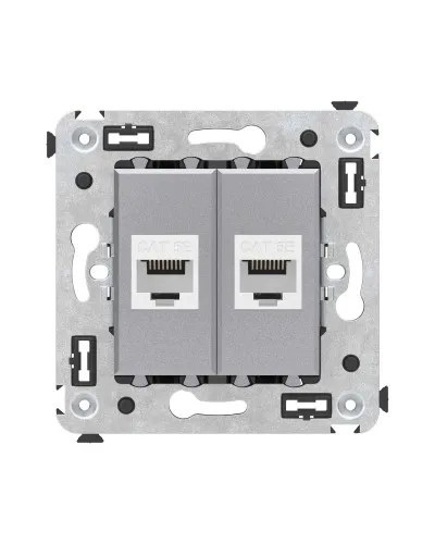 Розетка RJ-45 в стену, кат.5E, Avanti, двойная, закаленная сталь (4404664). Розетка компьютерная. ДКС в Камышине