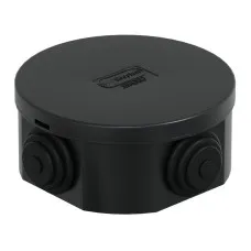 Коробка JBR080 D=80х40, 4 вых., IP44, черная (44005BL-1). Коробка монтажная. Экопласт